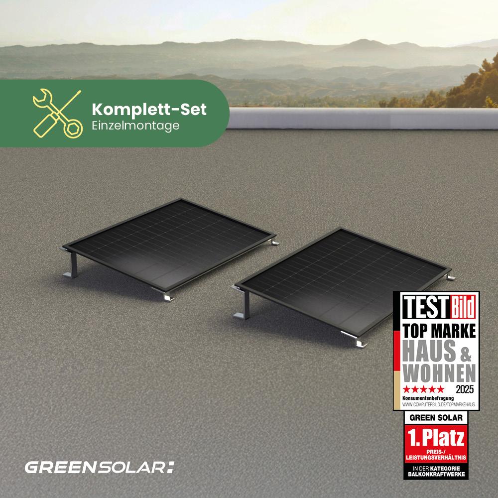 Balkonkraftwerk Flachdach 900/800 Einzelmontage