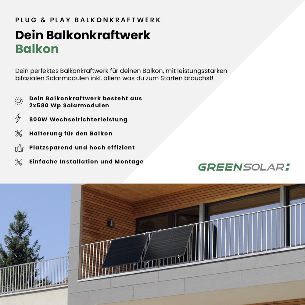 Solarkraftwerk Balkon 1160/800 silver bifazial