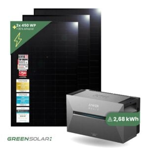 Balkonkraftwerk Basic 1350/800 black bifazial mit Balkonkraftwerkspeicher 2,7kWh "Anker SOLIX Solarbank 3 E-2700 Pro"