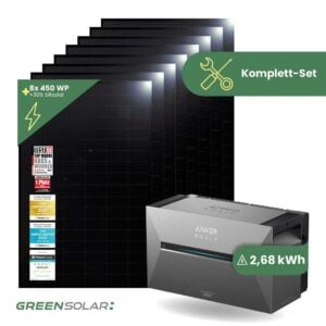 Balkonkraftwerk Basic 3600/800 black bifazial mit Balkonkraftwerkspeicher 2,7kWh "Anker SOLIX Solarbank 3 E-2700 Pro"