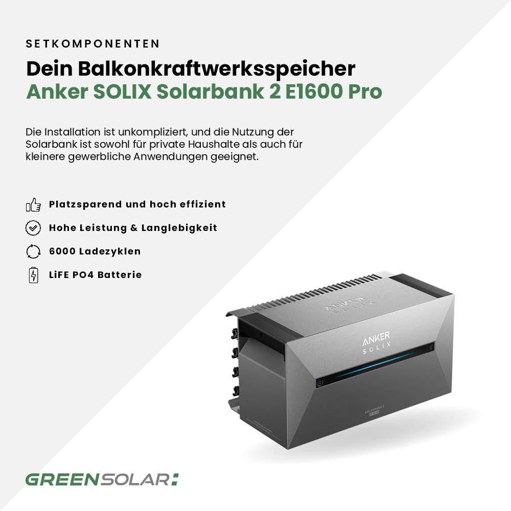 Kaminholzregal mit Balkonkraftwerk 450 Wp und Batteriespeicher Anker SOLIX Solarbank 2 E1600 inkl. Plane