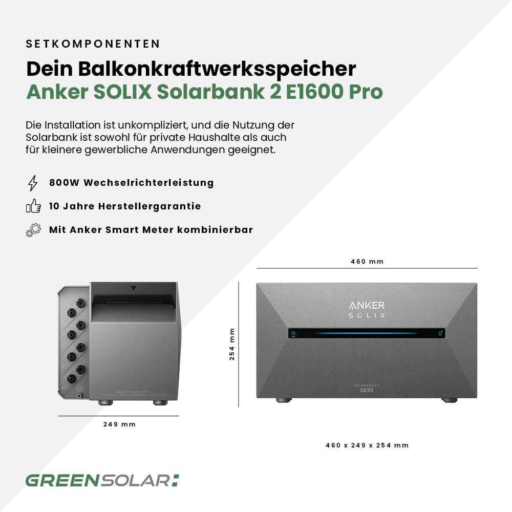 Kaminholzregal mit Balkonkraftwerk 450 Wp und Batteriespeicher Anker SOLIX Solarbank 2 E1600 inkl. Plane
