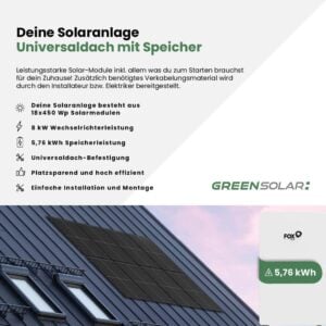 Solaranlage Universaldach 8kWp mit Speicher 5,76 kWh