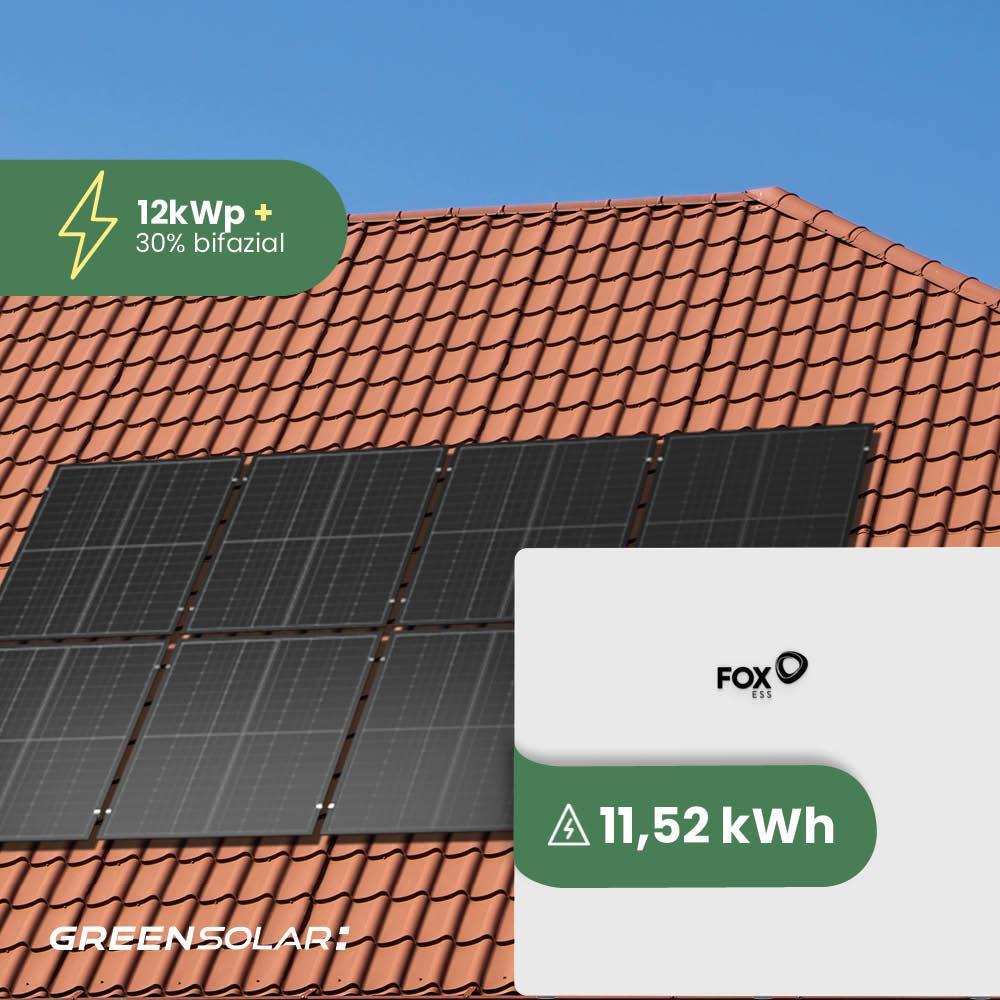 Solaranlage Ziegeldach 12kWp mit Speicher 11,52 kWh