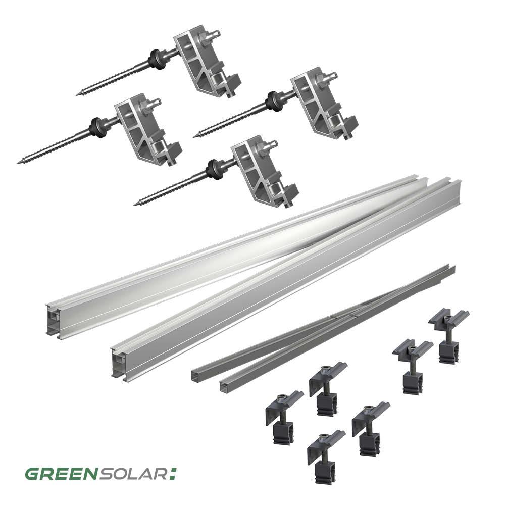 Universaldachbefestigung 2 x Grundset und 2 x Erweiterung für insgesamt 4 Module