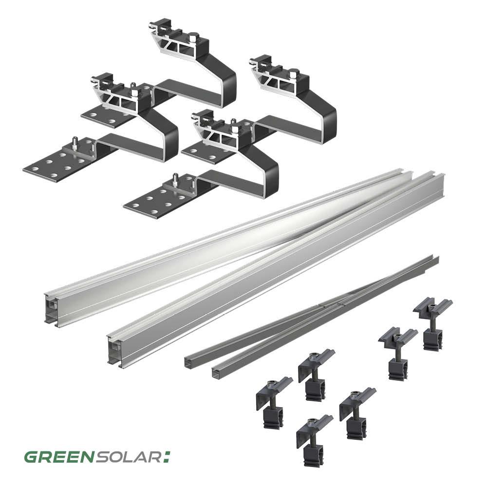 Ziegeldachbefestigung 2x Grundset & 6 Erweiterungen für 8 Module